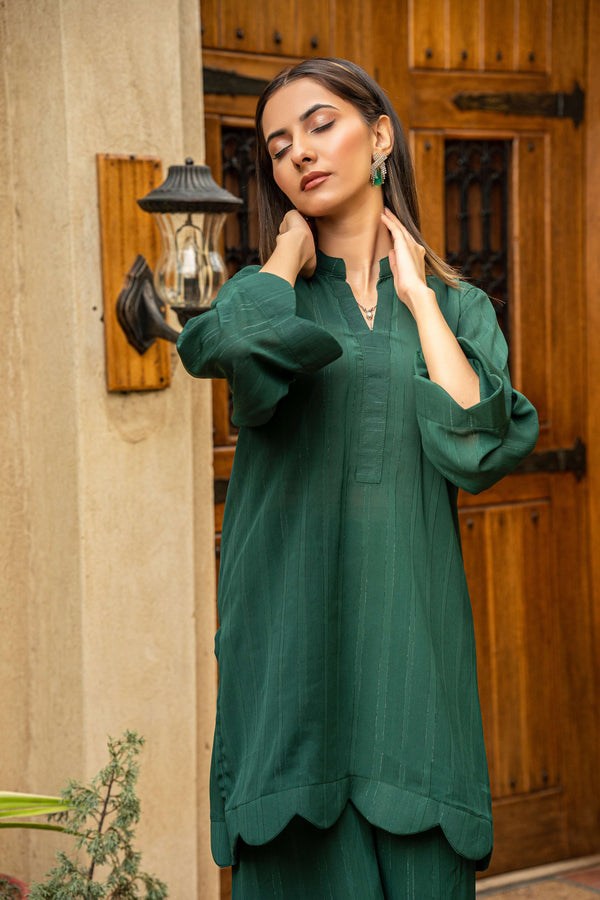 2 Piece Stiched Georgette CO ORDS - Viridian